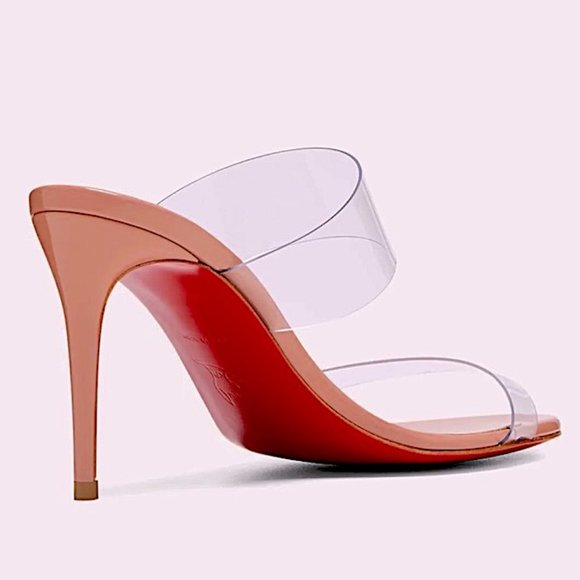 *NIB* Sz 8.5 Nude Christian Louboutin slide sandal, clear PVC & patent leather - Picture 1 of 10